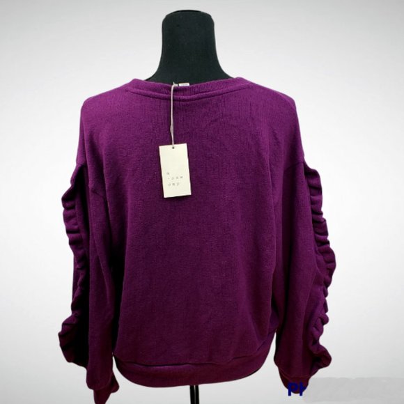 A New Day Purple Ruffle Long Sleeve Sweater Top Size: Medium New With Tags - Picture 8 of 9